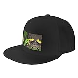 KoNsev Green Geckos Snapback-Mütze für Herren, flache Krempe, Baseballkappe, verstellbar, Trucker-Kappe, Schwarz , O
