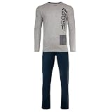 Sanetta Jungen Schlafanzug Set 2-TLG. - lang, offen, Pyjama, Kinder, Teens, Baumwolle Blau/Grau 152