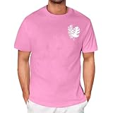 YSFWL Tshirt Herren Kurzarm Rundhals Top Lose Fit Tee Sommer Atmungsaktiv Oberteile Baumwolle Freizeitshirts Basicshirts Grafikdruck Hemd Sportshirts Y2k Streetwear(#A Pink,L)