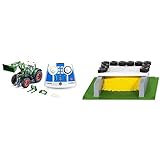 Siku 6796, Fendt 933 Vario Traktor mit Frontlader & 5606, Fahrsilo mit Plane, Reifen und Granulat, Kunststoff, Multicolor, Ideal für den Farmb