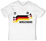 Baby T-Shirt Mädchen Jungen - 2026 Fussball WM Fanartikel - Deutschland Trikot mit Name und Nummer Germany - 6/12 Monate - Weiß - Deutschland. Tshirt Tshirt-Fussball fußball German S