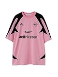 Aelfric Eden Herren Oversized Baseball Tshirt Damen Y2K T-Shirt Vintage Trikot Baggy Sommer Casual Shirt Racing Tee Rosa, L