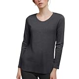 Damen T-Shirt mit V-Ausschnitt, Langen Ärmeln, einfarbig Damen Plus Größe Gestreift Rundhals Ärmelloses Oberteil Schößchen Top (Grey, XXXL)