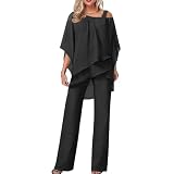Soulolo Damen Hosenanzug Elegant Batwing Ärmel Shirts Hose Zweiteiler Sommer Outfits Sets Festlich Abendanzug Einfarbig Freizeitanzug O