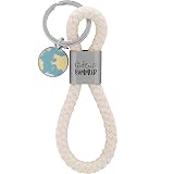 GRUSS & CO Schlüsselanhänger Loop Motiv Welten | Anhänger bestehend aus einer geflochtenen Schlaufe, mit Motivdruck Weltenbummler, mit Weltkugel-Charm | 48354