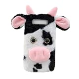 SHINEOFI Fluffy Cartoon Cow TPU Handyhülle für Weicher Langlebiger Schutz Leicht rutschfest für Frauen und M