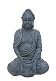 Worldconnection XXL GROSSER Buddha 100 cm STEINFIGUR-Optik Garten Deko Figur Skulptur Feng S
