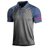 Patriotische Hemden für Herren, amerikanische Flagge, 4. Juli, Poloshirt, Knopfleiste, kurzärmelig, USA, lässig, Sommer, Urlaub, T-Shirts, e-blau, L