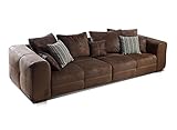 Cavadore Big Sofa Mavericco / Große Polster Couch mit Mikrofaser-Bezug Lederoptik / Inklusive Rückenkissen und Zierkissen in / Maße: 287 x 69 x 108 cm (BxHxT) / Farbe: Antik B