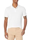 Amazon Essentials Herren Piqué-Poloshirt aus Baumwolle, Schmale Passform, Weiß, M
