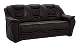 Cavadore 3er Ledersofa Bansa 3-sitziges Sofa in Leder, Echtleder, schwarz, 198 x 94 x 95