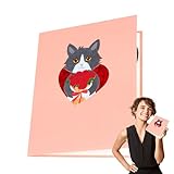 Valentinstag-Grußkarte, Valentinstag-Pop-Up-Karte - 3D-Valentinstagkarte | Handgefertigte Geschenkkarten aus Papier mit Katzen-Rose-Design, handgefertigte Grußk