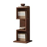 Generisch Bücherregal aus Massivholz, offenes Standbücherregal, Eckbücherregal für kleine Räume, hohes vertikales Bücherregal, Mehrzweck-Ausstellungsregal für das Home Office (Dunkelbraun - 3 Ebenen)