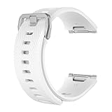FRSWEQY Watchbands Water Ripple Silver Schnalle Uhrenarmband Fit for Fitbit Ionic Silikon Gummi Wasserdichte Watch Strap, Small Size, synthetic-resin, ag