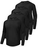 Langarmshirts für Herren, schnell trocknend, feuchtigkeitsableitend, Sonnenschutz-T-Shirts für Angeln, Workout, athletisch, Freizeit, Fitnessstudio, 4 Stück, 2-Heather Black/Black/Black/Black, L