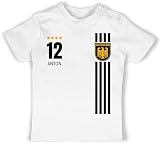 Baby T-Shirt Mädchen Jungen - 2024 Fussball EM Fanartikel - Deutschland Germany Trikot Style - 3/6 Monate - Weiß - Bundesadler t Shirt fußball Tshirt Europa-Meisterschaft dutschland S