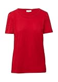 T-Shirt mit Flammgarnstruktur und Ausschnitt-Detail mohnrot 42