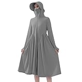 Lange Hoodies für Damen, Sonnenschutzkleidung, Rashguards, Rüschen, plissiert, mit durchgehendem Reißverschluss, langärmelig, leichte Hemden mit Daumenlöchern, Sommerjacke für Outdoor, Laufen, W