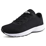 Knixmax Outdoor Herren Damen Extra Weit Laufschuhe Walking Schuhe Breite Turnschuhe Leichte und Atmungsaktive Trainer Bequeme Fitnessschuhe Schwarz EU43