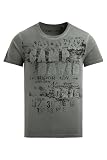 Camp David Herren T-Shirt im Used Look mit Logo-Applikationen Dusty Green, L