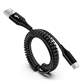Spiralkabel USB C Ladekabel, USB C Handy Kabel Schnellladekabel, Android Auto Kabel Typ C Datenkabel für Samsung Galaxy Z Flip 5 Z Flip 4 A15 A14 A13 A12 A55 A54 5g A34 A53 S24 S23 S22 S21 S20, X