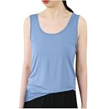 Weste, Top, Damen, Yoga, Workout, Tanks, Komfort, Modal, Baumwolle, Lounge-Westen, ärmellos, Rundhalsausschnitt, Camisole Tops, einfarbig, locker, lässig, Sport, Camis-Shirts, Fitnessstudio, L