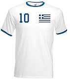 Herren T-Shirt Trikot Griechenland mit Wunschname + Nummer - Weiß L
