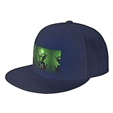 Alien-Snapback-Hut für Herren, flache Krempe, verstellbare Baseballkappe, Trucker-Kappe, Grün, marineblau, O