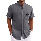 Generisch Herren Hawaii Hemd Kurzarm Hemd Männe Button Down Freizeithemden Funky Sommer Blumenmuster Print Diverse Palme Strandhemd Männer Freizeit Hemden Für Party Urlaub Grau XXL