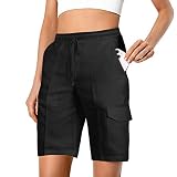 Shorts Damen Sommer Elegant Sommershorts Outdoor High Waist Kurze Cargohose Hotpants Strand Lässige Einfarbig Modern Stoffhose Cargo Hosen Sportshort Sportshort Elegant Musselin Leicht F