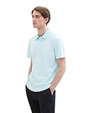 TOM TAILOR Herren Basic Poloshirt mit Streifen, turquoise white stripes, XL