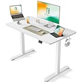 FEZIBO Schreibtisch Höhenverstellbar Elektrisch, 100 x 60 cm Computer Stehschreibtisch mit Memory-Steuerung und Anti-Kollisions Technologie, Mobiler Steh-Sitz-Schreibtisch Ergonomic Weiß Ob