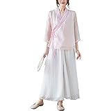 Samnuerly Tai Chi Kleidung Anzug Damen Kung Fu Uniform Kampfsport Performance Kleidung Übungskleidung Zen Meditation locker,Pink-L (Pink XL)