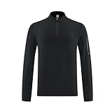 BASHAMAN Laufshirt Leichte Schwitzen Atmungsaktiv Langarm Kompressionsshirt Herren Jogging Fitness Workout Sportshirt L-Black L