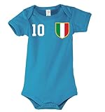 Kinder Baby Strampler Trikot Italien personalisiert mit Wunschname + Nummer - Blau 18-24 M