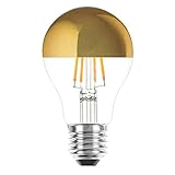 NCC-Licht LED Filament Leuchtmittel Birnenform 4W = 40W E27 Kopfspiegel Gold warmweiß 2700