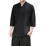 T Shirt 3/4 Arm Herren & Langarmshirt Herren Leicht Leinen Baumwolle T-Shirt Freizeit Bequem Shirts DüNn Longsleeve Strickshirts Modern Rundhals Casual Strickp