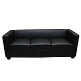 Mendler 3er Sofa Couch Loungesofa Lille - Leder, schw
