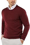 COOFANDY Herren Pullover mit Rundhalsausschnitt Slim Fit Leichte Sweatshirts Strickpullover für Casual oder Dressy Wear Weinrot L