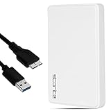 Storite 1TB Externe Festplatte, USB 3.0 Ultraschnelle HDD für Datensicherung, Speichererweiterung, tragbare Festplatte, Externe Festplatte, kompatibel mit Mac, Laptop, PC, Spielekonsole (weiß)