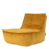 Icon Sitzsack-Liege „Dolce“, Gelb, Samt, XXL Sitzsack Sessel für Erwachsene, Riesensitzsack mit Füllung für das Wohnzimmer, Sitzsack Groß Plü