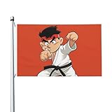 Cartoon-Karate-Flagge, 90 x 150 cm, Outdoor-Flaggen, lustiges Party-Banner, doppelseitig bedruckt, Gartenflaggen für Zuhause, Haus, Innen- und Außenb