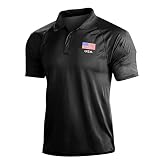 Herren-Poloshirt, USA-Flagge, bedruckt, patriotische Hemden, lässig, kurzärmelig, Turndown-Shirts, Sommer, Sportshirt, Schwarz , S