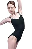 s.lemon Damen Rückenfrei Leibchen Spaghetti Trikots für Tanz Ballett Gymnastik Schwarz 175