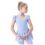 Prinzessinnenkleid für Mädchen, Balletttrikot, Mini-Kleid, Tutu-Rock, Gymnastik-Outfit, Rüschenärmel, Tanzkleidung mit Chiffon-Rock, Schulk