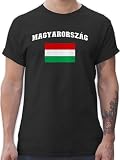 T-Shirt Herren - Fußball EM WM - Ungarn Schriftzug mit Flagge | Magyarország | Hungary - M - Schwarz - Fussball Trikot 2024 Fanartikel Shirt Europa Tshirt Europameisterschaft triko für t-S