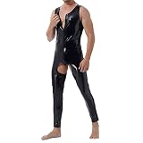 Darringls Latex ähnliches Herren Shirt Sexy Set Freizeithemd Muskel Top Lack-Leder Oberteil Erotische Unterwäsche Schwarz Leder Optik Unterhemd Kurzarm Männer Shirt Unterwäsche Stretch Hemd Clubw