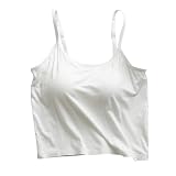 Generisch Spaghetti Tanktop Damen Sommer Sexy Dunner Crop Top Mit Integriertem BH Läsiges Talliert Trägertop Rundhals ärmellos Modische ShirtTunika Sommer Leichte Oberteile Einfarbig