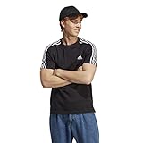 adidas Herren Essentials Single Jersey 3-Stripes Tee, Black / White, M