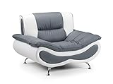 Honeypot Napoli 3- und 2-Sitzer-Sofa, Kunstleder, mit Sessel und Couchtisch, Kunstleder, weiß/grau, S